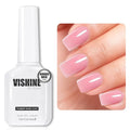 Vishine 16ml Bubble Pink Rubber Base Builder Gel, 6 in 1 Rubber Base Gel Polish For Nail Thickening, LED Nail Lamp Cured Nail Strengthener Extension Color Base Gel In A Bottle R067