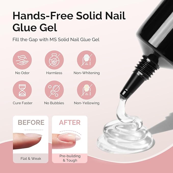 MelodySusie Short Almond Gel Nail Tips Kit-300Pcs Pre-Building Apex Fake Nail Tips 20g Solid Nail Glue Gel,Half Matte Full Cover Clear Acrylic Nail,15Sizes Thick Strong Long Lasting for Home DIY&Salon