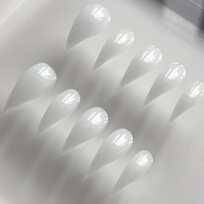 Luxury Press on Nails Medium Curved Stiletto Handmade Eagle Claw Unique Reusable ABS Material Fake Nails Dragon Claw False Nails with Designs Cat Claw Glossy Glue on Nail Thick Acrylic Nail(M)