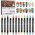 12 Colors Nail Art Pens Set, Kalolary 3D Nail Polish Pens Quick-Drying Acrylic Paint Markers Double-headed Drawing Painting Liner Brush for DIY Nail Art Home & Salon Manicure Tools