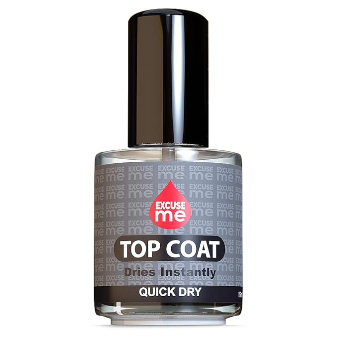 Excuse Me Quick Dry Fast Top Coat Professional 0.5 oz 15ml and Refill Size 2.5 oz (Refill Kit (4oz + 0.5oz))