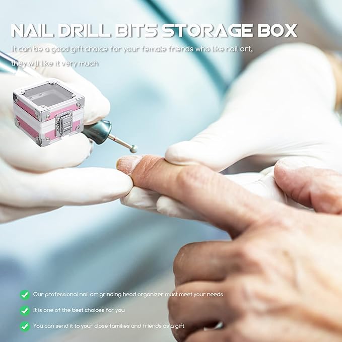 Beaupretty Nail Drill Grinding Bit Holder Box- Drill Bit Case Stand Displayer Acrylic Manicure Grinding Head Display Box