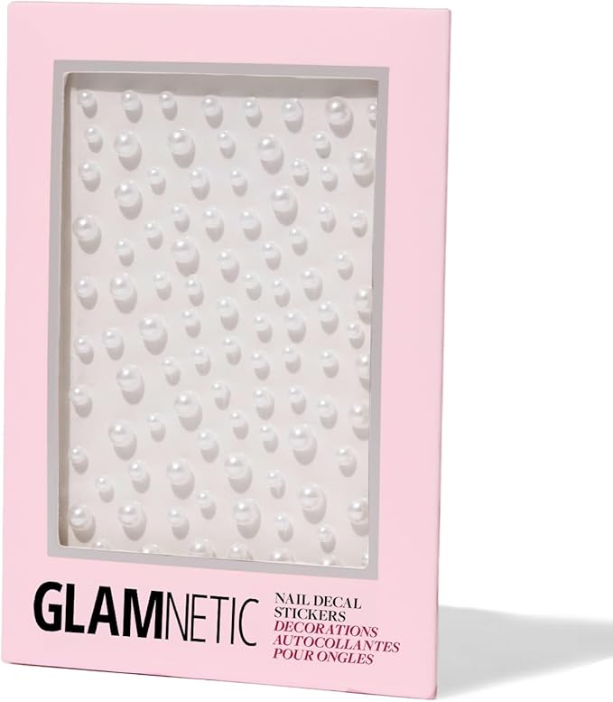 Glamnetic Nail Stickers for Nail Art - Pearlfect | 3D Pearl Adhesive Nail Decals, Customizable | 120 Gems Per Sticker Sheet, 4 Sizes