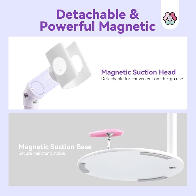 SAVILAND Handheld UV Light for Gel Nails: Magnetic Stand & 10S Flash Cure Light 3-Timer Modes Portable LED Nail Lamp Nail Dryer Cordless Gel Lamp LCD Screen Home DIY Manicure Purple