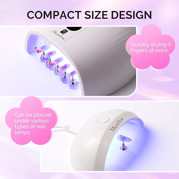 MelodySusie Nail Stand for Press Ons, Flower and Heart Magnetic Base for Painting Display with Acrylic Brush Holder and 100 Pcs Reusable Double-Sided Tape for Home DIY Salon Supplies, Purple and Gray