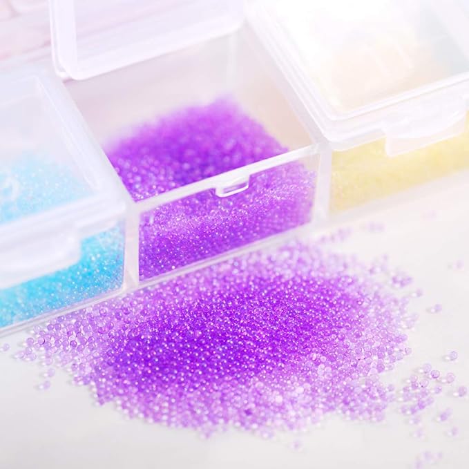3D Nail Caviar Beads 12 Colors Glass Mini Ball Micro Caviar For Woman Decorations Transparency AB (AB beads)