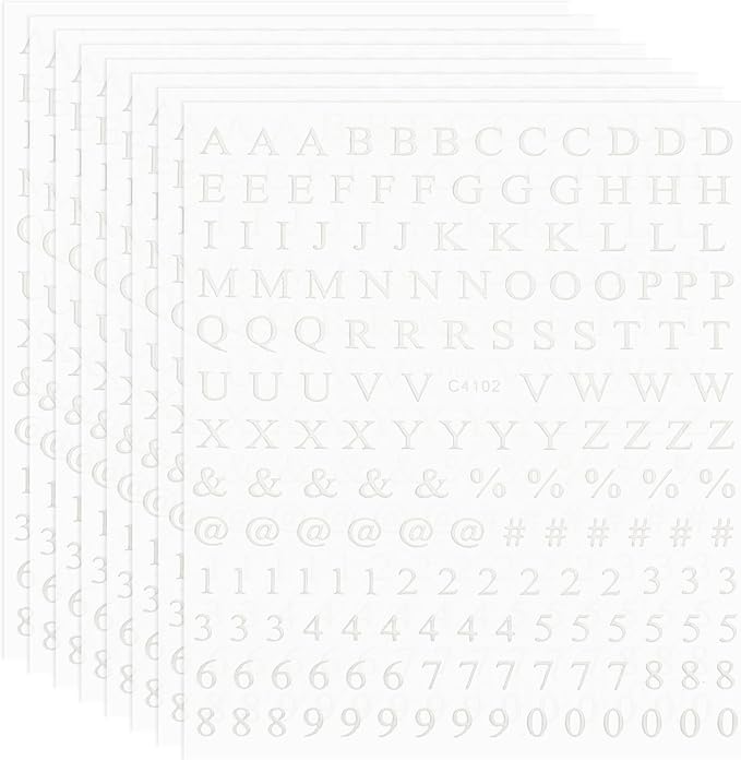 PATIKIL Letter Nail Stickers, 8 Sheet 3D Self-Adhesive English Letter Nail Decal Small Alphabet Art Sticker Metallic Fluorescence Design Manicure for Women DIY Decor, White