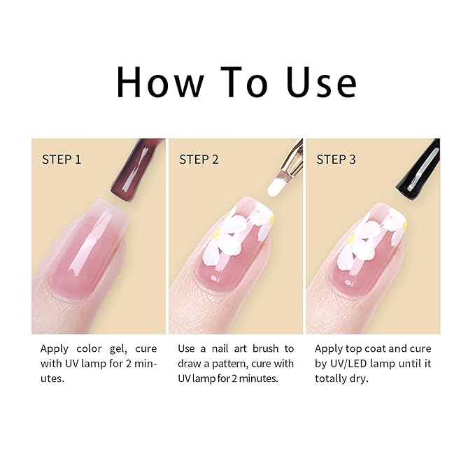 2 Jars Paint Nail Gel Paint For Nails Art, Brown Gel Polish For French Tip Tool Design For Home Salon DIY Nail Art (Brown, M)