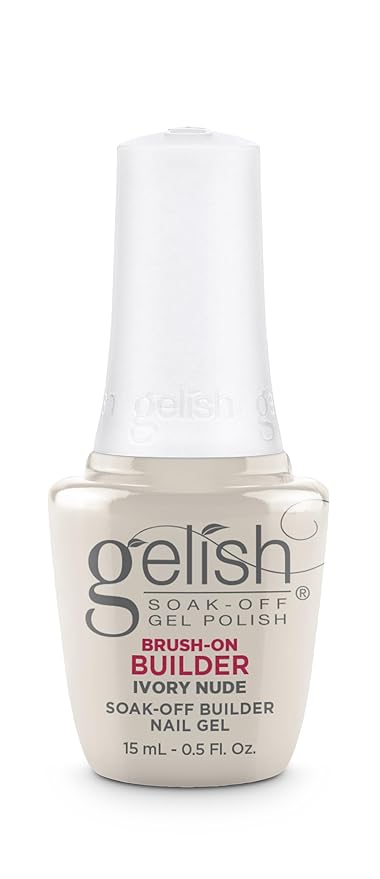 Gelish Brush-On Builder - Professional Soak-Off Gel Polish for Extensions, Overlays, Nail Art, Self-Leveling, HEMA-Free, Vegan, Long-Lasting, UV/LED Cured (Ivory Nude)