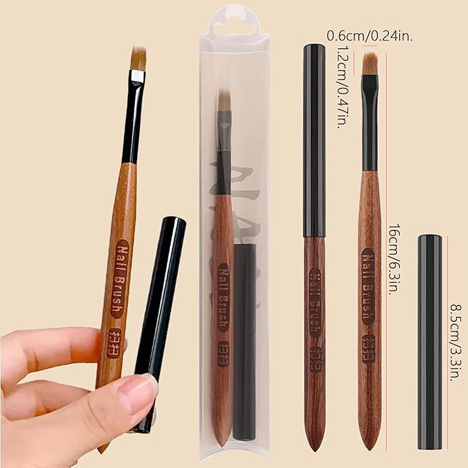 Ombre Nail Brush (Thicken), Precise Gradient & Lace Nail Art Painting Brushes Pen, Acrylic Ombre Brush for Nails, Mahogany Manicure Design Tool for DIY & Salon Gel Polish