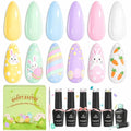 Beetles Easter Gel Polish Set - 6 Colors Pastel Polka Dot Gel Nail Kit Pink White Yellow Blue Green Color Soak Off UV LED Nail Polish Nail Art Home DIY & Nail Techs Spring Gift for Women