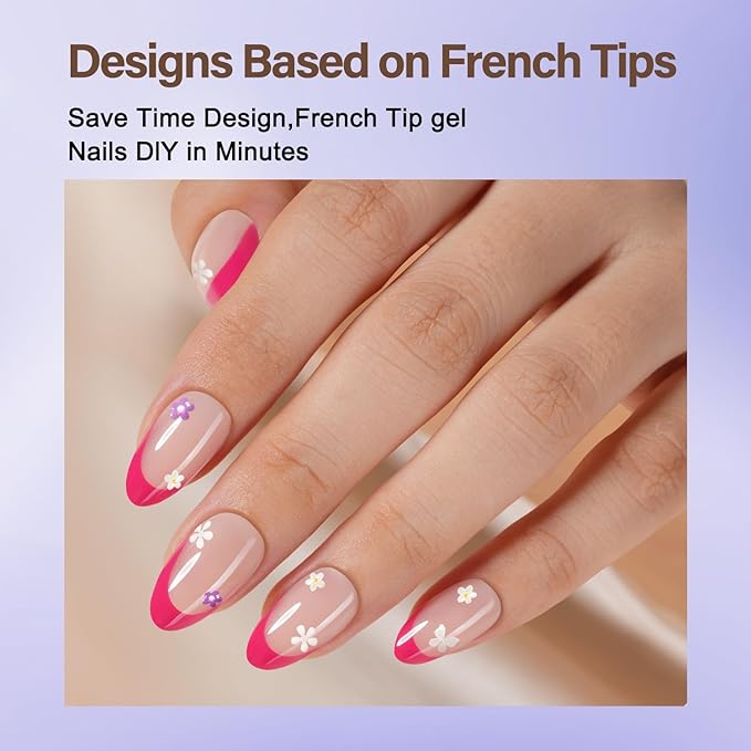 Misssix French Tip Press On Nails, 150Pcs French Gel Nail Tips, Short Almond Soft Gel Fake Nails, X-BASIC Tips Starter Kit for Nail Art DIY 15 Sizes
