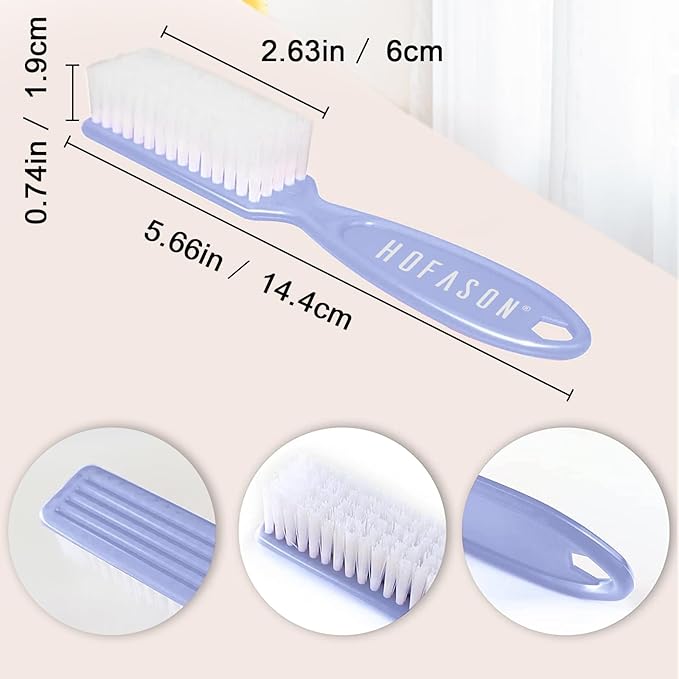 HOFASON 20Pcs Handle Grip Nail Brush, Hand Fingernail Cleaner Brush Manicure Tools Scrub Cleaning Brushes Kit for Toes and Nails Women Men(Random Colors)