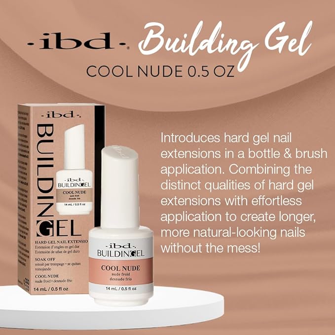IBD Building Gel, Hard Gel Nail Extension, Cool Nude, Soak-Off, Nail Builder Strengthener, 0.5 fl oz