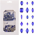 820pcs Flatback Crystals Glass Variety Shapes Blue Nail Rhinestones Round Beads Size Assorted 3D Nail Decoration Jewels for Nails Art Supply