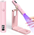 krofaue Mini Handheld UV Light for Gel Nails with Stand, Portable Rechargeable Nail Lamp with 2 Timers, Flash Cure for Rhinestone Glue Decoration at Home DIY, Travel