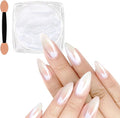 Allstarry White Pearl Chrome Nail Powder, Iridescent Aurora Powder Metallic Mirror Effect Glitter Powder Pearlescent Ice Transparent Mermaid Pigment Pearl Glitter Dust Kit for Nail Art Decoration