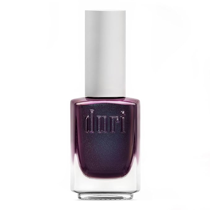duri Nail Polish, 632 Currant Temper, Burgundy Teal Metallic Glitter Shimmer, Semi Sheer Coverage, Quick Drying, 0.45 Fl Oz Cosmetics