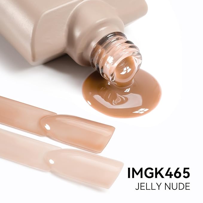 MAYCHAO 15ML Jelly Nude Gel Nail Polish 1Pc Transparent Nude Gel Polish Soak Off UV LED Translucent Nail Polish Nail Art Starter Manicure Salon DIY at Home, 0.5 OZ