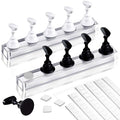 2 Sets Acrylic Nail Art Holder Practice Display Stand with 96 Pcs White Reusable Adhesive Putty, Kalolary Magnetic Nail Art Tips Holders Training DIY Display Practice Stands(Black and White)