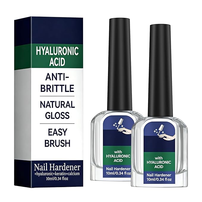 Natural Nail Hardener, Fast Absorbing Hyaluronic acid Nail Care Solution for Cracked Cuticles&Dry Nails, Improve Nail Gloss Moisturizes Conditions and Strengthens Resilient Cuticle Oil-2 Pcs
