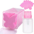 200pcs Nail Cotton Pads, 1 Pull-Off Pump-Style Bottle suitable for nail care wipes, nail cleaning pads, mascara extension glue cleaning wipes care product sets (pink)