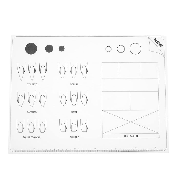 Uonlytech Acrylic Nail Training Mat Silicone Trainer Sheet for Application Practice As Shown