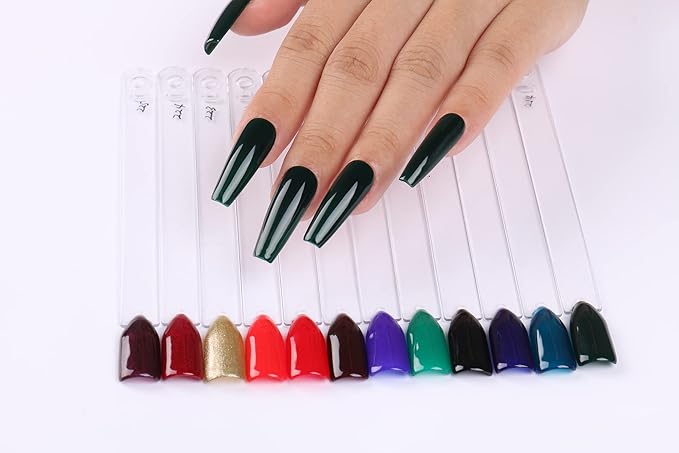 AIMEILI Hema Free Winter Gel Nail Polish Red Glitter Emerald Green Black Golden Cruelty Free Vegan Nail Polish Gel Gifts for Women, Set of 12pcs - Kit Set 5