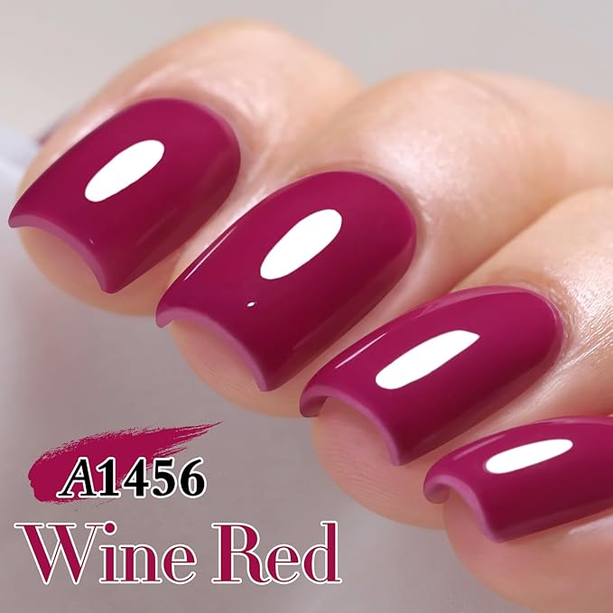 Double Rhythm 15ML Gel Polish Pure Sheer Same Color Same Bottle Soak Off Gel Polish Art Manicure Salon DIY at Home for Women (Wine Red-A1456)