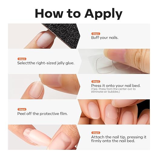 modelones Nail Glue Sticky Tabs for Press On Nails, Adhesive Tabs Jelly Nail Glue Waterproof Breathable for Kids 300pcs 10 Sheets