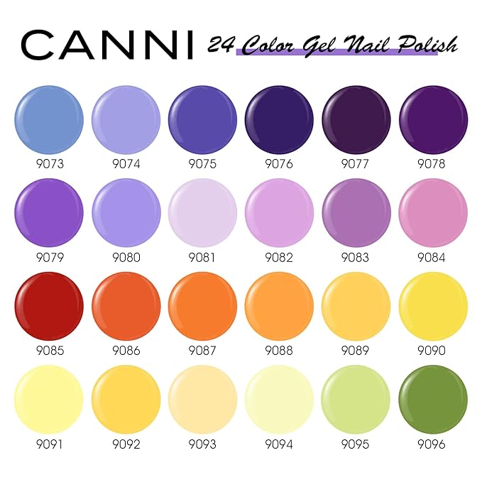 CANNI 30Pcs Gel Nail Polish Set - 9ML Summer Colors Orange, Yellow, Purple, Green Gel Kit, Soak Off UV LED Nail Polish for DIY Nail Art, Manicure Starter Set for Home & Salon