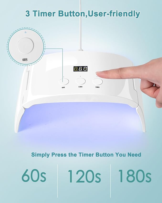 UV Led Nail Lamp Curing Light Dryer for Gel Nails,Roomy but not Bulky Foldable Design, 3 Timers & LCD Display,for Gel Nail Polish Builder Rhinestone Glue (White Lamp Pro)