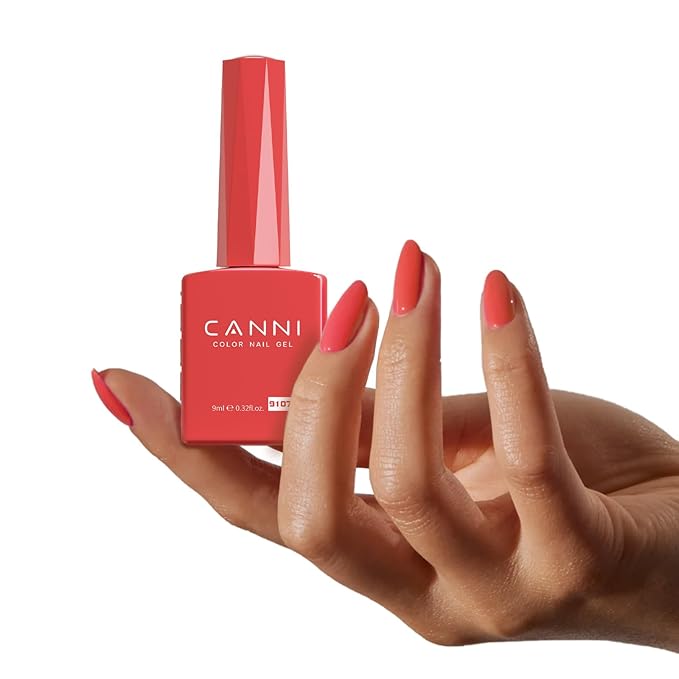 CANNI Red Gel Nail Polish, 1Pcs Orange Red Gel Polish Baby Pink Light Color High Gloss Soak Off U V Manicure Salon DIY