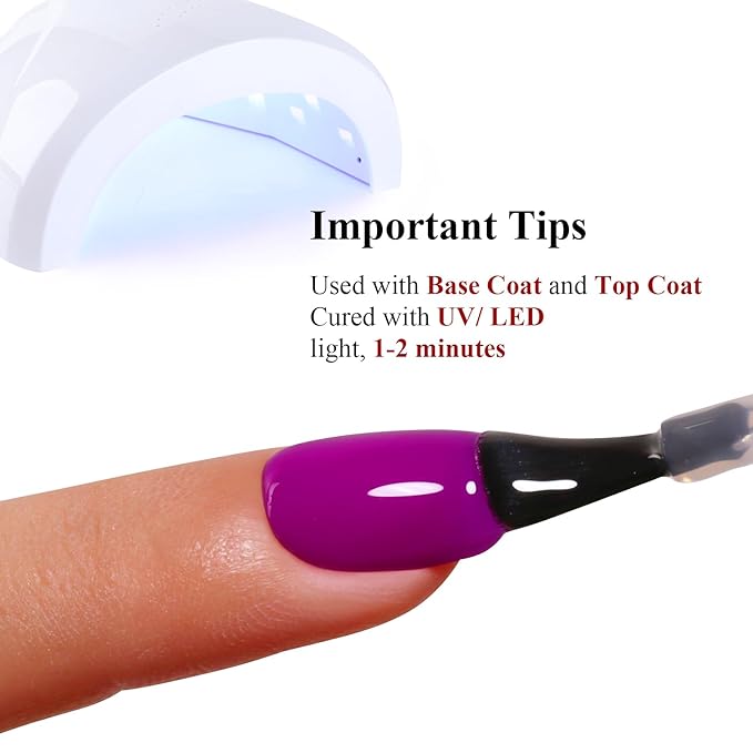 Gel Polish, Rose Purple Gel Nail Polish Soak Off LED UV Art Starter Spring Summer Manicure Salon DIY 0.5 Fl Oz