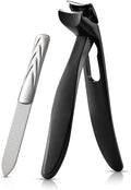 BEZOX Toe Nail Clippers - Long Handled Toenail Clippers for Seniors with Metal Nail File, Angled Fingernail Clippers for Men and Women - Black
