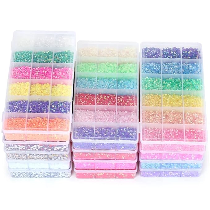 22380pcs Resin Rhinestones Set 3/4/6mm Flatback Stones Glitter Crystal Bulk for Garment Nail Art Decorations Resin Flatback Rhinestones Kit for Nail Crafts Tumbler Round Shape(MM)