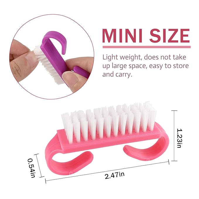 Travel Size Handle Grip Nail Brushes, 24 Pack Nail Cleaning Brushes, Hand Scrub Cleaning Brush for Nails and Toes