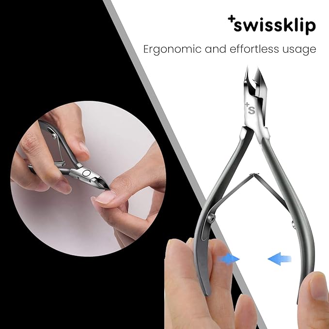 Swissker by Swissklip Cuticle Trimmer, Cuticle Remover, White Elephant gifts, Cuticle Nippers, Cutter, Nail Nipper used along with Cuticle Pusher Tool, Nail Cuticle Trimmer (Pack of 4)