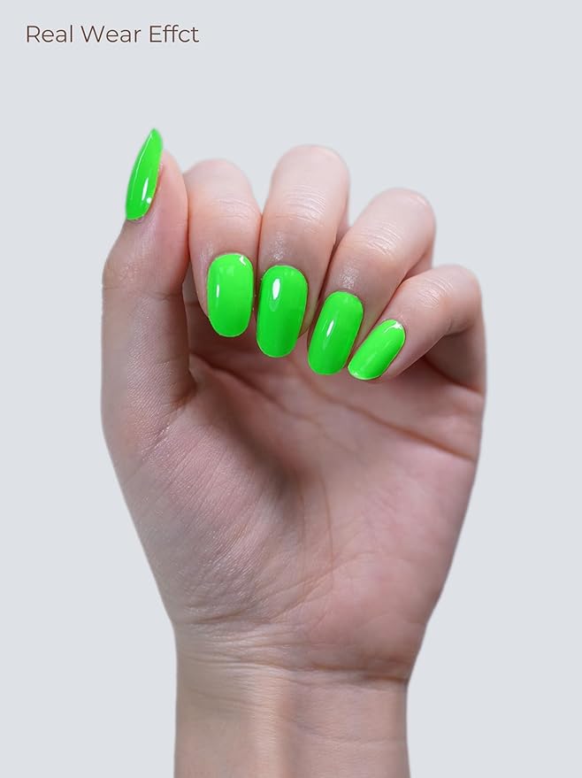 Semi Cured Gel Nail Strips - UV Light Gel Nail Stickers - 20 Long Lasting Salon Quality Wraps (Acid Drop Green)