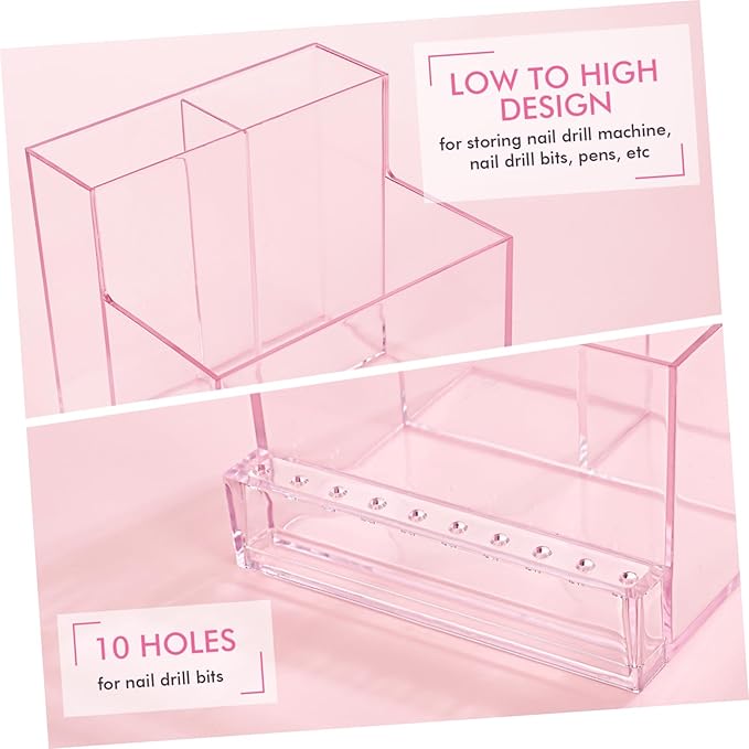 Beaupretty Nail Display Stand 2pcs Nail Drill Bit Holder Box Professional Nail Art Polishing Grinding Drill Bit Holder Display Storage Box Bit Case Organizer for Nails Nail Kits