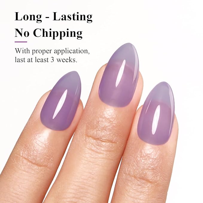 Imtiti Jelly Gel Polish, 15ML Sheer Purple, LED UV Gel Nail Polish for Nail Art DIY Manicure