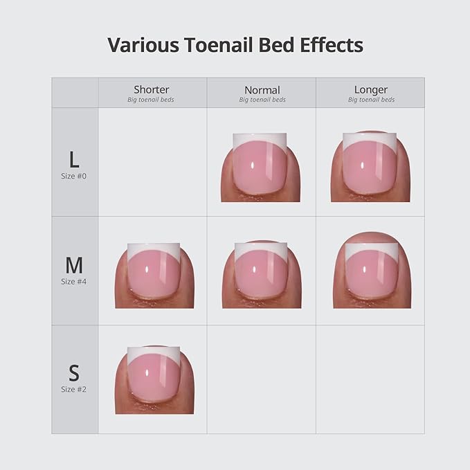 BTArtbox Press On Toenails - Lamp-Curable Sharp Square Toe Nail Press Ons with Glue for Women, Semi-Transparent French Tip Fake Toe Nail Tips in 15 Sizes - 30 Toenails Kit, Pink Croc