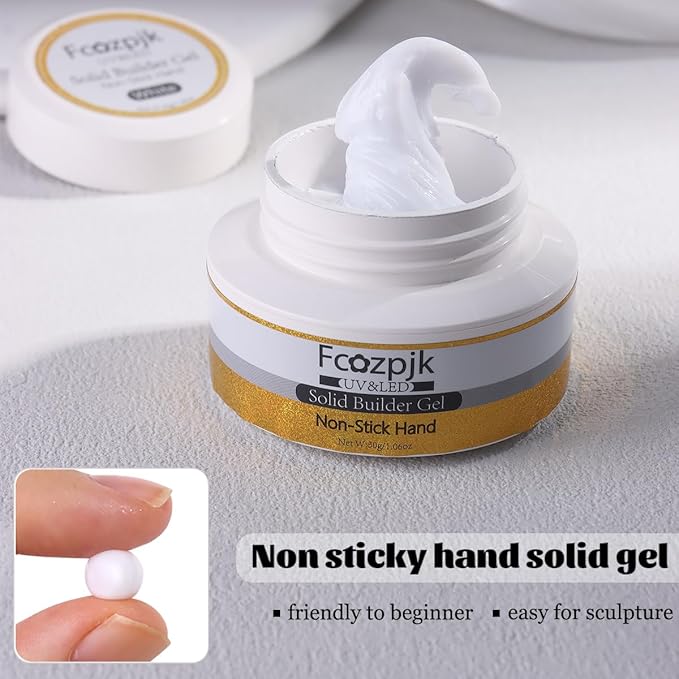 White 3D Sculpting Gel for Nails, 30g Solid Builder Nail Gel with Silicone Carving Pen Gold Silver Chrome Powder Non-sticky Hand Hard Gels Sculpture Modeling Design DIY Home Manicure Salon
