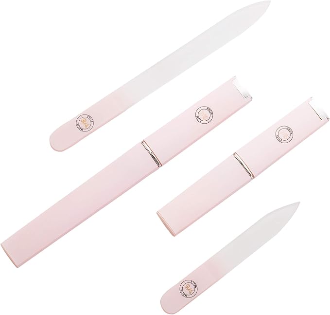 Malva Belle Best Crystal Glass Nail File for Women - File & Travel Case Set - Heavy Duty for Natural Nails, Gel - Professional Nail Shaper – Nail Care Essentials - Pastel Pink Gift Set