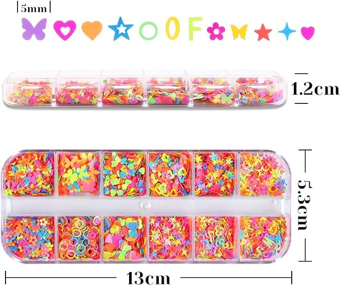 Nail Art Mixed Shape Sparky Sequins 3D Iridescent Butterfly Flower Star Heart Letter Number Confetti Manicure Sticker Flake Accessories 12 Grids