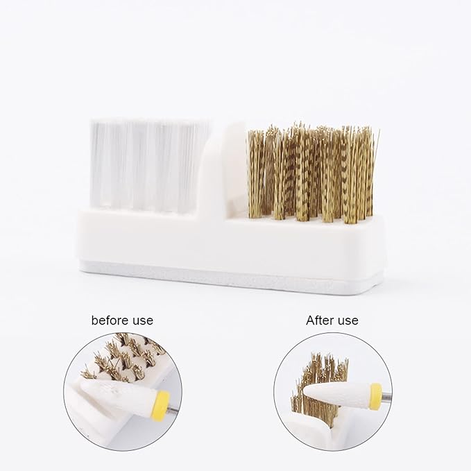 TEONEI Nail Drill Bit Wire Cleaner Brush, Nail Art Cleaner Tool for Salon or Home Use, 3Pcs