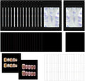 100Pcs Empty Holographic Nail Storage Bag Press on Nail Packaging Bag and 100Pcs Display Black Cardboard with 7 Sheets Pre-cut Nail Tape for Nails Display