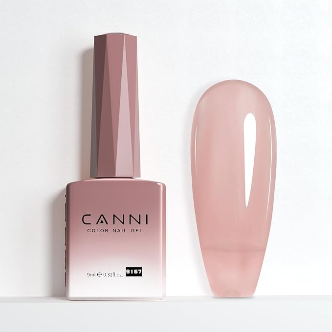 CANNI Milky Light Pink Gel Nail Polish, 1Pcs Jelly Nude Pink Gel Polish Sheer Clear Light Pink Gel Polish Translucent Color Nail Polish Gel Soak Off U V Gel Nail French Nail Manicure Salon DIY