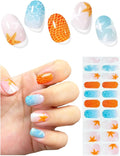 Semi Cured Gel Nail Strips (Blue Ocean), Starfish, Summer, 20 Pcs Gel Nail Wraps, Stickers, UV Light Required, Salon Quality