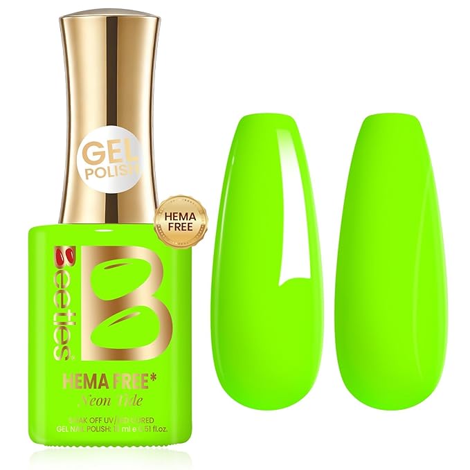 Beetles Neon Green Gel Nail Polish - NeonTide 15ML/0.51Fl Oz, Hema Free Neon Gel Nail Polish, Same Color Same Bottle, Soak Off UV LED Lamp Spring Summer Nails Art, Manicure Salon DIY Neon Nails
